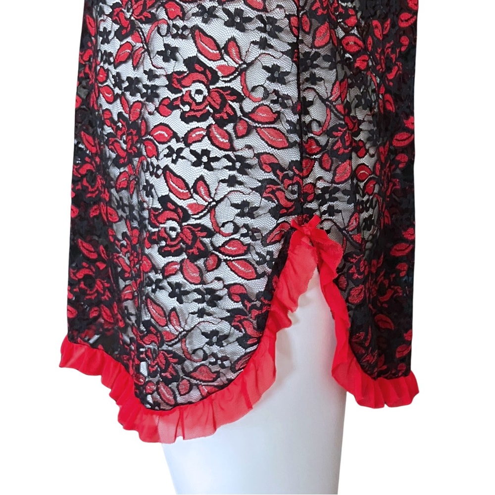 Gothic Black Red Sheer Lace Slip Dress. Small. Coquette Trashy2K Goth Lingerie - Picture 8 of 8